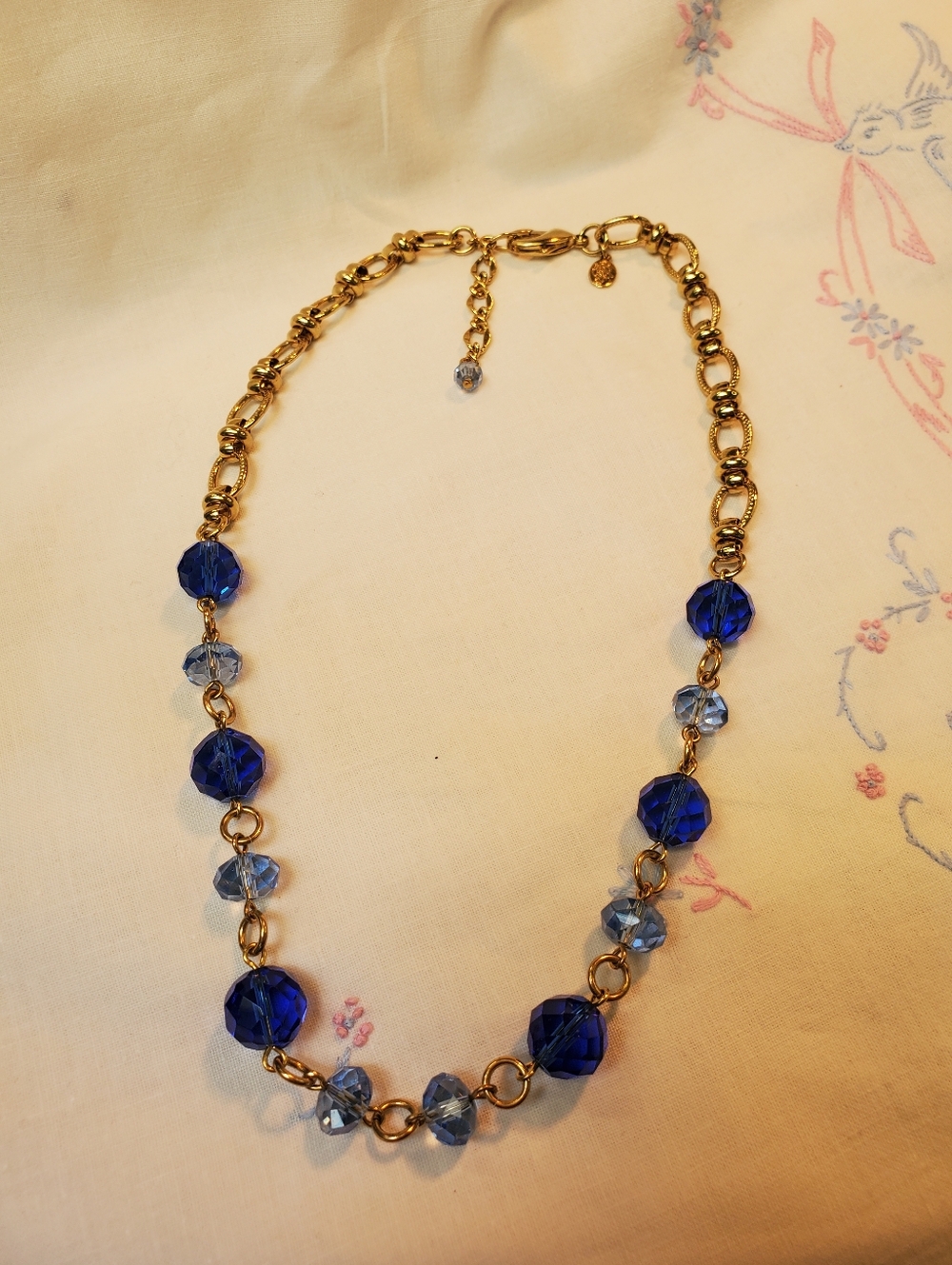 Kirks Folly Blue Crystal Beaded & Goldtone Necklace